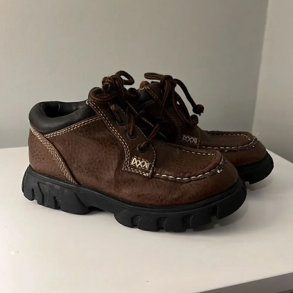 Carter's Toodler Brown Faux Leather Chunky Platform Lace Up Ankle Boot 12-18 Mos